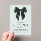 Green Bow kerstfeest | Elegante vakantie Acryl Uitnodigingen (Insitu (Draagbaar))