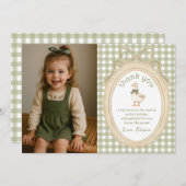 Green Bow One Silly Goose Birthday Thank You Card Bedankkaart (Voorkant / Achterkant)