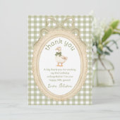 Green Bow One Silly Goose Birthday Thank You Card Bedankkaart (Staand voorkant)