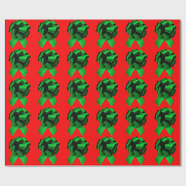 Green Bow Red Wrapping Paper Cadeaupapier