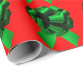 Green Bow Red Wrapping Paper Cadeaupapier (Rol Hoek)