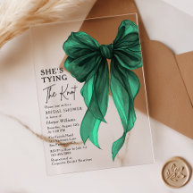 Green Bow She's Tying The Knot Bridal Shower