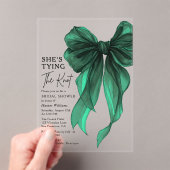 Green Bow She's Tying The Knot Bridal Shower Acryl Uitnodigingen (Insitu (Draagbaar))