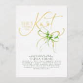 Green Bow She's Tying The Knot Bridal Shower Folie Uitnodiging (Voorkant)