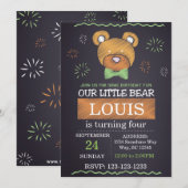 Green Bow Stropdas Beer Birthday Invite Kaart (Voorkant / Achterkant)