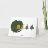 Green Bow & Trees Doodles Holiday Gevouwen Kaart (Achterkant)