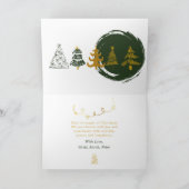 Green Bow & Trees Doodles Holiday Gevouwen Kaart (Binnen)