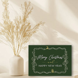 Green Bow & Trees Doodles Holiday Gevouwen Kaart