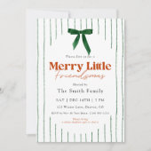 Green Bow Watercolor Merry Little Friendsmas Kaart (Voorkant)
