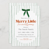 Green Bow Watercolor Merry Little Friendsmas Kaart (Voorkant / Achterkant)