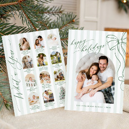 Green Bow What A Year Review Monthly Photo Collage Feestdagenkaart