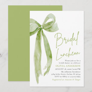 Green Bow Ze bindt de Knoop Bruids Luncheon Kaart