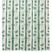Green Bows, Clover Motifs & Striped Pattern Douchegordijn (Voorkant)