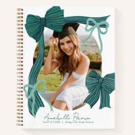 Green Bows Photo Graduation Guest Book Notitieboek