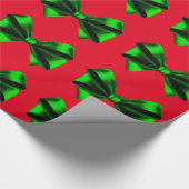 Green Bows Red Wrapping Paper Cadeaupapier (Hoek)