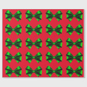 Green Bows Red Wrapping Paper Cadeaupapier (Vlak)