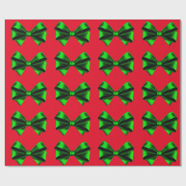 Green Bows Red Wrapping Paper Cadeaupapier