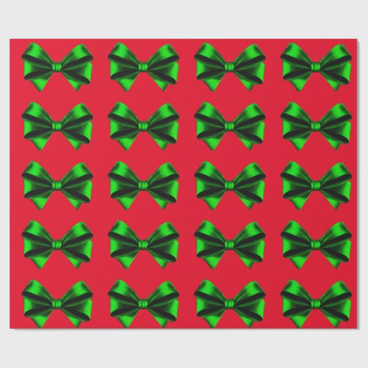 Green Bows Red Wrapping Paper Cadeaupapier (Vlak)
