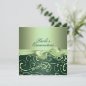 Green Bows & Swirl Quinceañera uitnodiging (Staand voorkant)