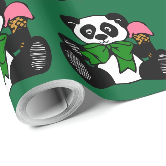 Green Bowtie Panda Cadeaupapier (Rol Hoek)