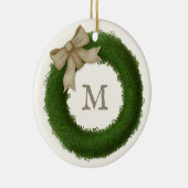 Green Boxwood met monogrammed Custom Ceramic Keramisch Ornament (Rechts)