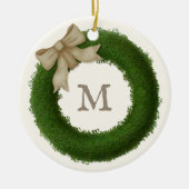 Green Boxwood met monogrammed Custom Ceramic Keramisch Ornament (Voorkant)