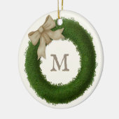 Green Boxwood met monogrammed Custom Ceramic Keramisch Ornament (Links)