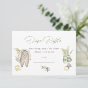 Green Boy Baby shower Diaper Raffle Card Kaart