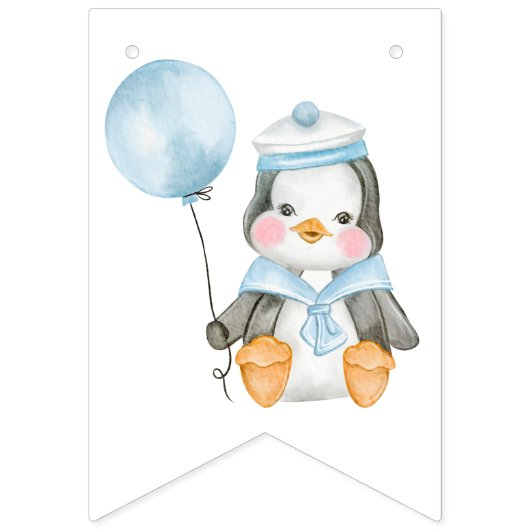 Green Boy Baby shower Penguin Vlaggetjes (Tweede vlag)
