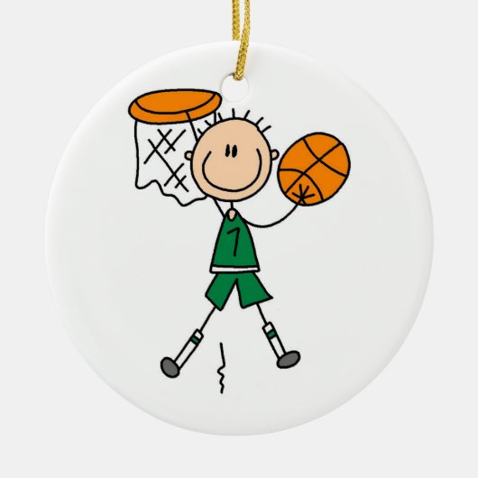 Green Boy Basketball Player t-shirts en Gifts Keramisch Ornament (Voorkant)