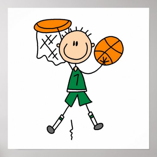 Green Boy Basketball Player t-shirts en Gifts Poster (Voorkant)