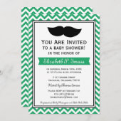 Green Boy Mustache Chevron Baby shower Kaart (Voorkant / Achterkant)