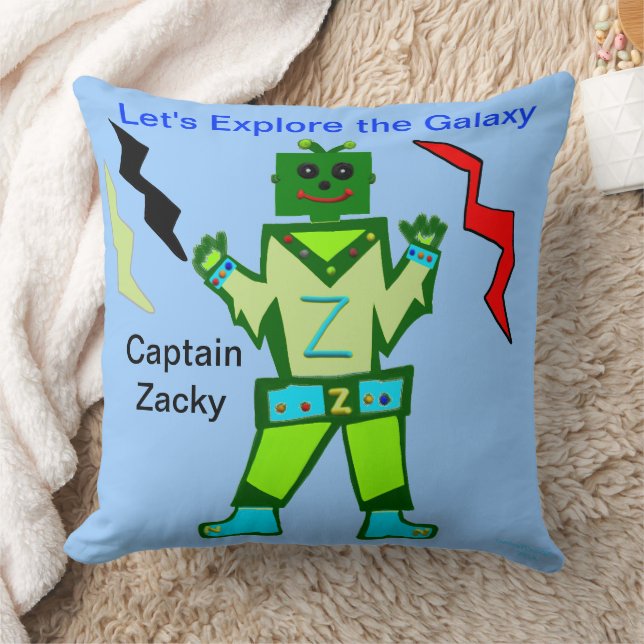Green Boy Robot Captain Zacky Galaxy Explorer Kussen (Deken)