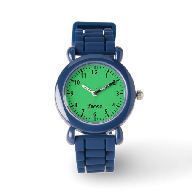 Green Boys Personalized Kids Watch  Horloge (Voorkant)