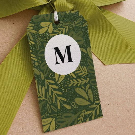 Green Bramble | Festive Botanical Monogram Cadeaulabel