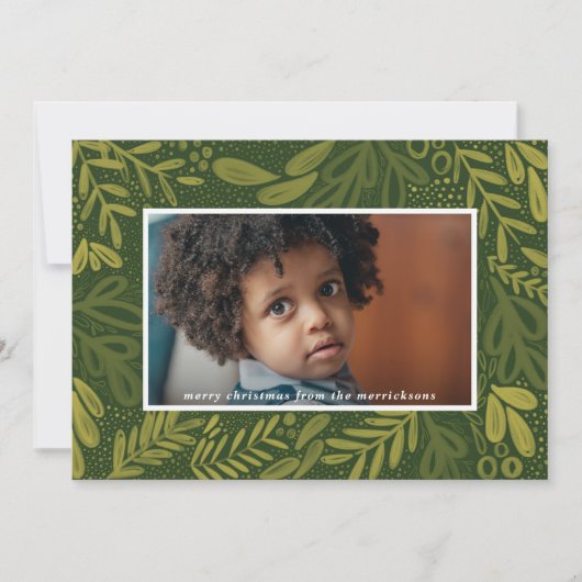 Green Bramble | Festive Botanical Photo Feestdagenkaart (Voorkant)