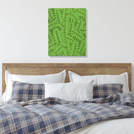 Green Branch Pattern (Oerwoud Art) (William Morris Canvas Afdruk (Insitu (Slaapkamer))