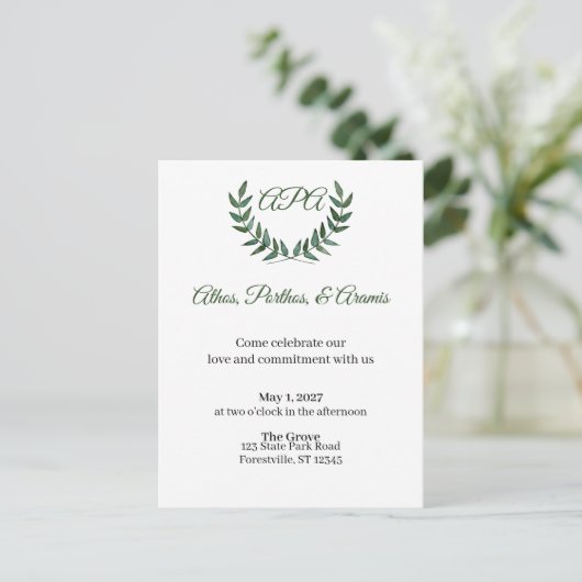 Green Branches Invitation Briefkaart (Staand voorkant)