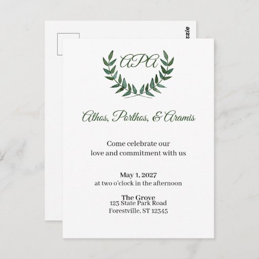 Green Branches Invitation Briefkaart (Voorkant / Achterkant)