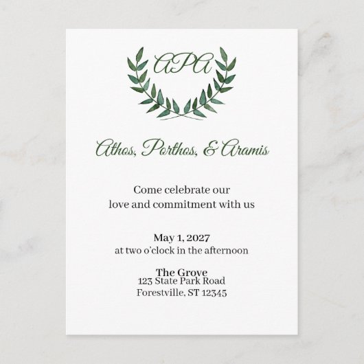 Green Branches Invitation Briefkaart (Voorkant)