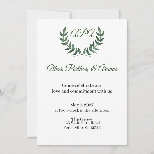 Green Branches Invitation Kaart (Voorkant)