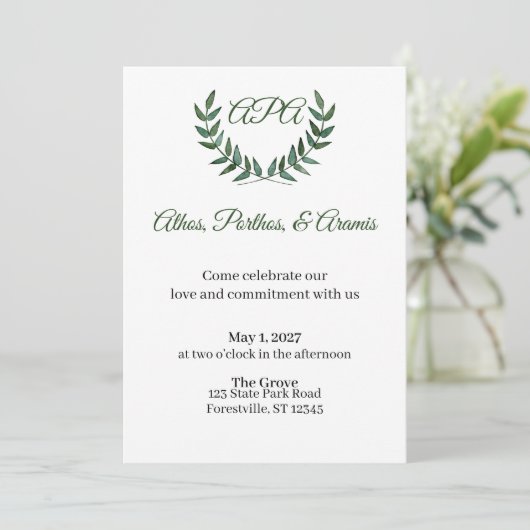 Green Branches Invitation Kaart (Staand voorkant)