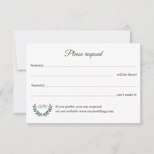 Green Branches Response Card RSVP Kaartje (Voorkant)