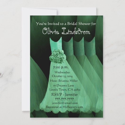 GREEN Bridesmaid Dresses Bridal Shower Invitation Kaart (Voorkant)