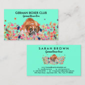 Green Bright Cute Boxer Dog Visitekaartje (Voorkant / Achterkant)