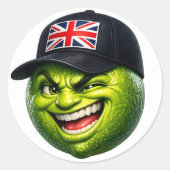 Green British Union Jack Fun stick Ronde Sticker (Voorkant)