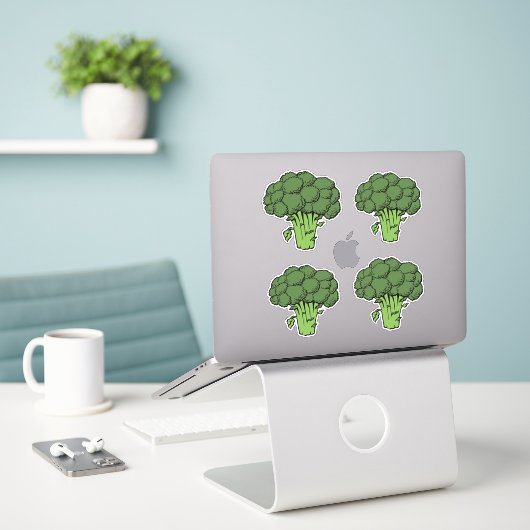 Green Broccoli Sticker (Laptop op bureau)