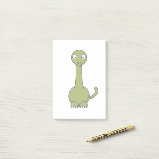 Green Brontosaurus Cartoon Post-it® Notes (Op bureau)
