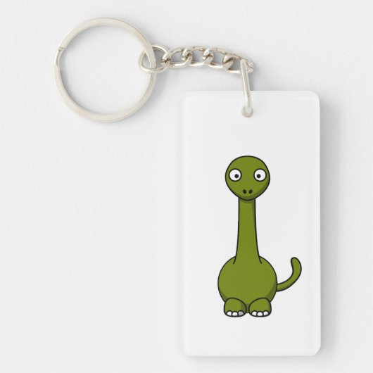 Green Brontosaurus Cartoon Sleutelhanger (Voorkant)