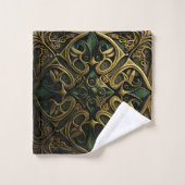 Green Bronze Ornamental Pset Decorting Pattern Bad Handdoek (Wasdoekje)